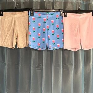 Kids' Playful Floral and Solid Shorts Trio